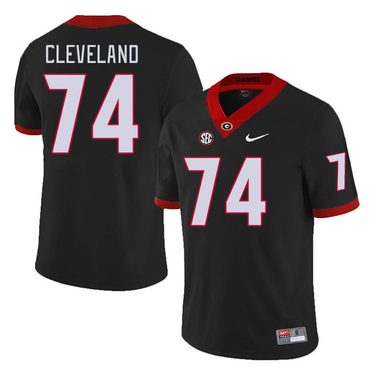 #74 Ben Cleveland Georgia Bulldogs Jerseys Football Stitched-Retro Black